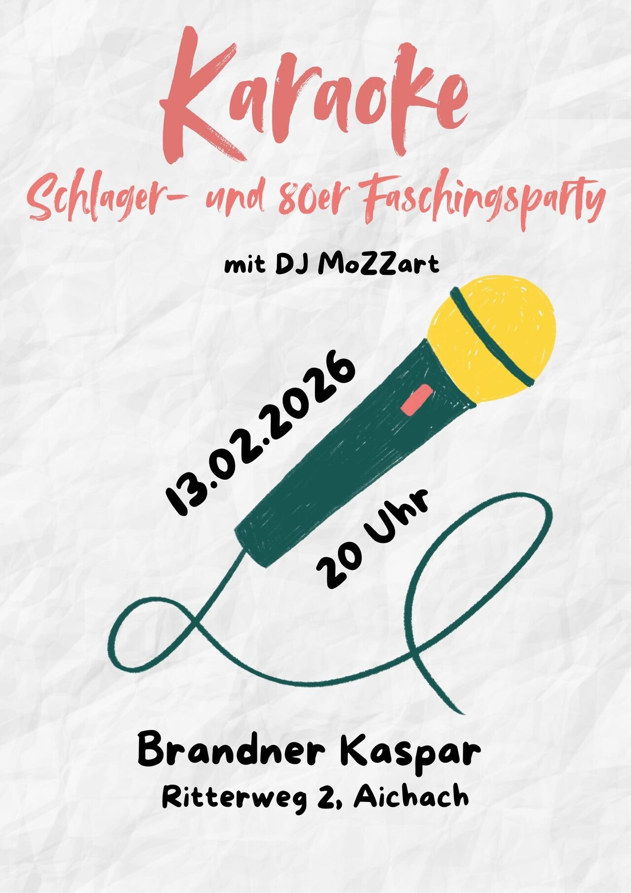 Karaoke Schlager- und 80er- Faschingsparty