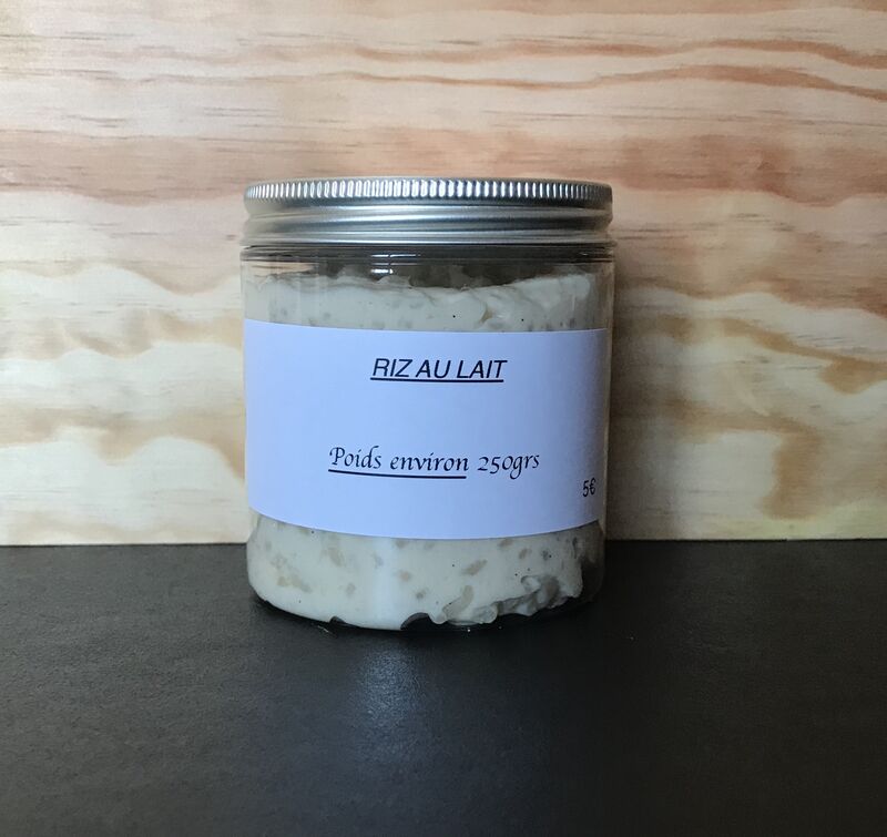 riz au lait , pot de 250 grammes , un délice , possibilité de commander en grande quantité bien sur , pot de 500 grammes.