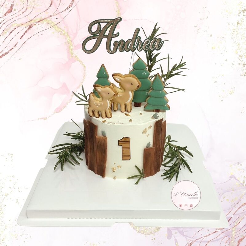 Gâteau Thème Forêt et biches 