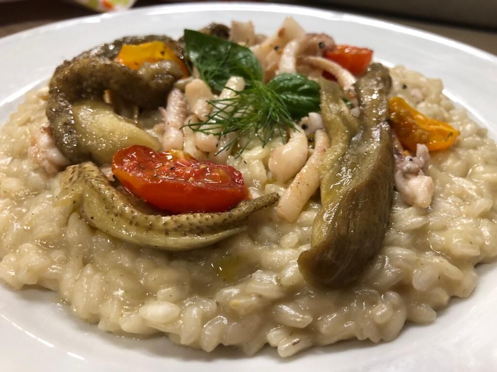 risotto con seppie e melanzane