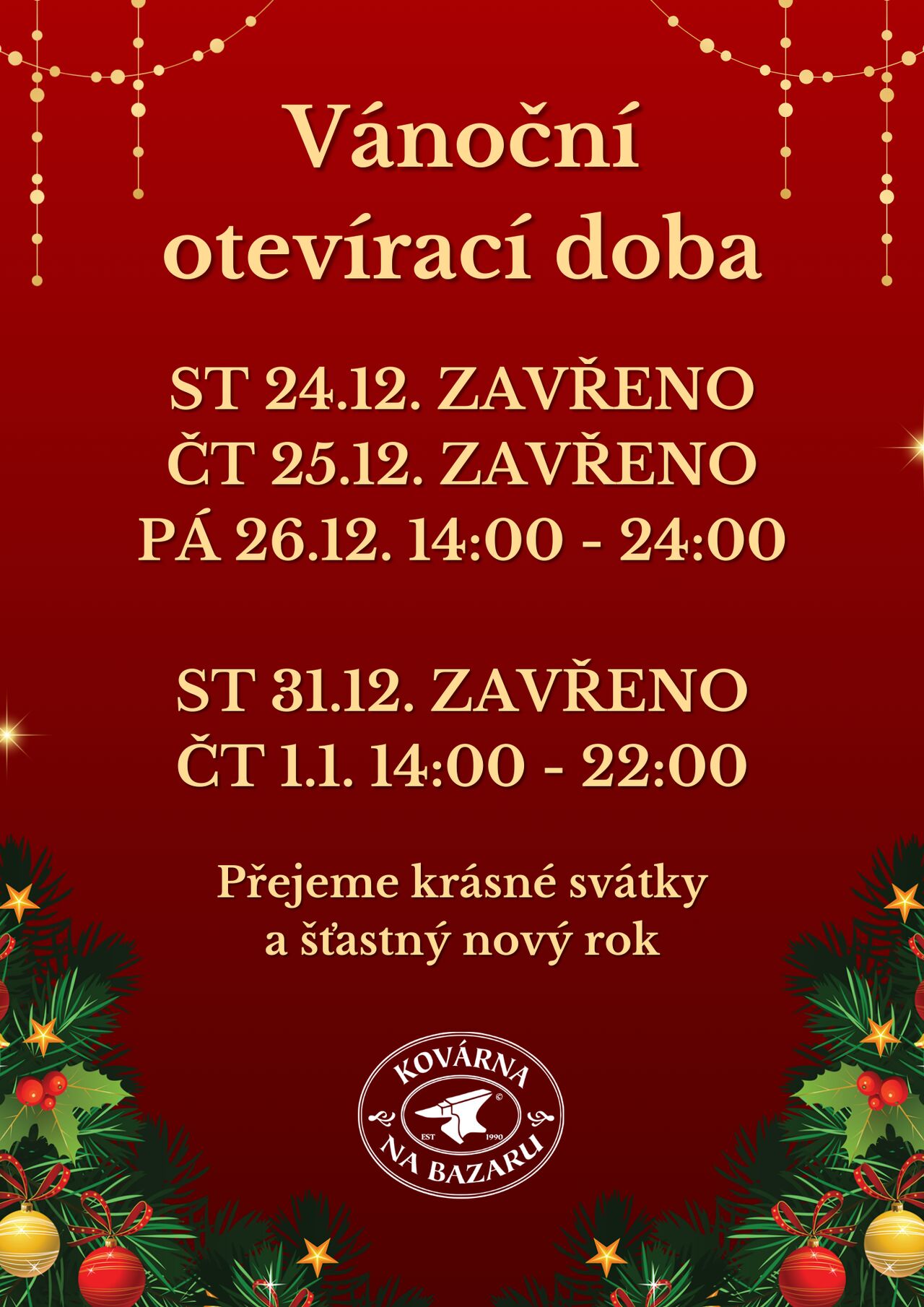 Vánoční otevírací doba