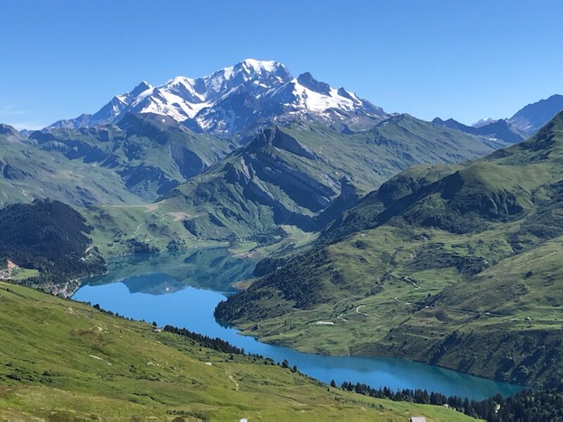 Mont-Blanc et Barrage de Roselend depuis La Roche-Parstire