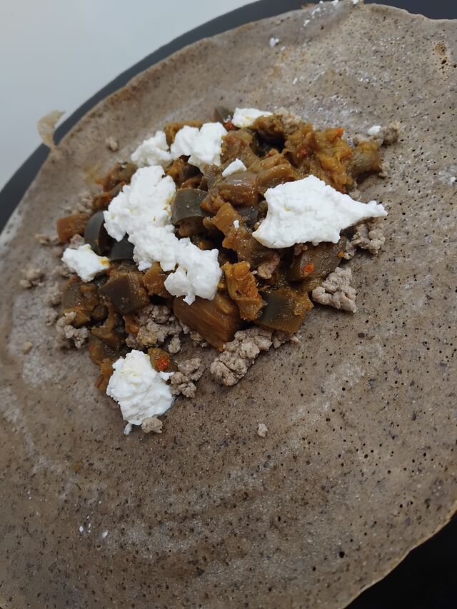 aubergine à l'italienne boeuf et chèvre frais