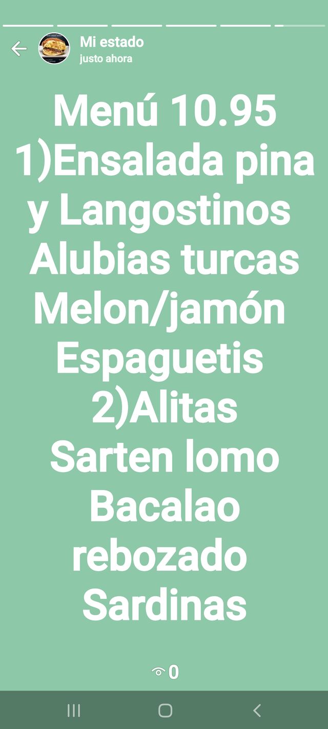 Menu de hoy también a domicilio 