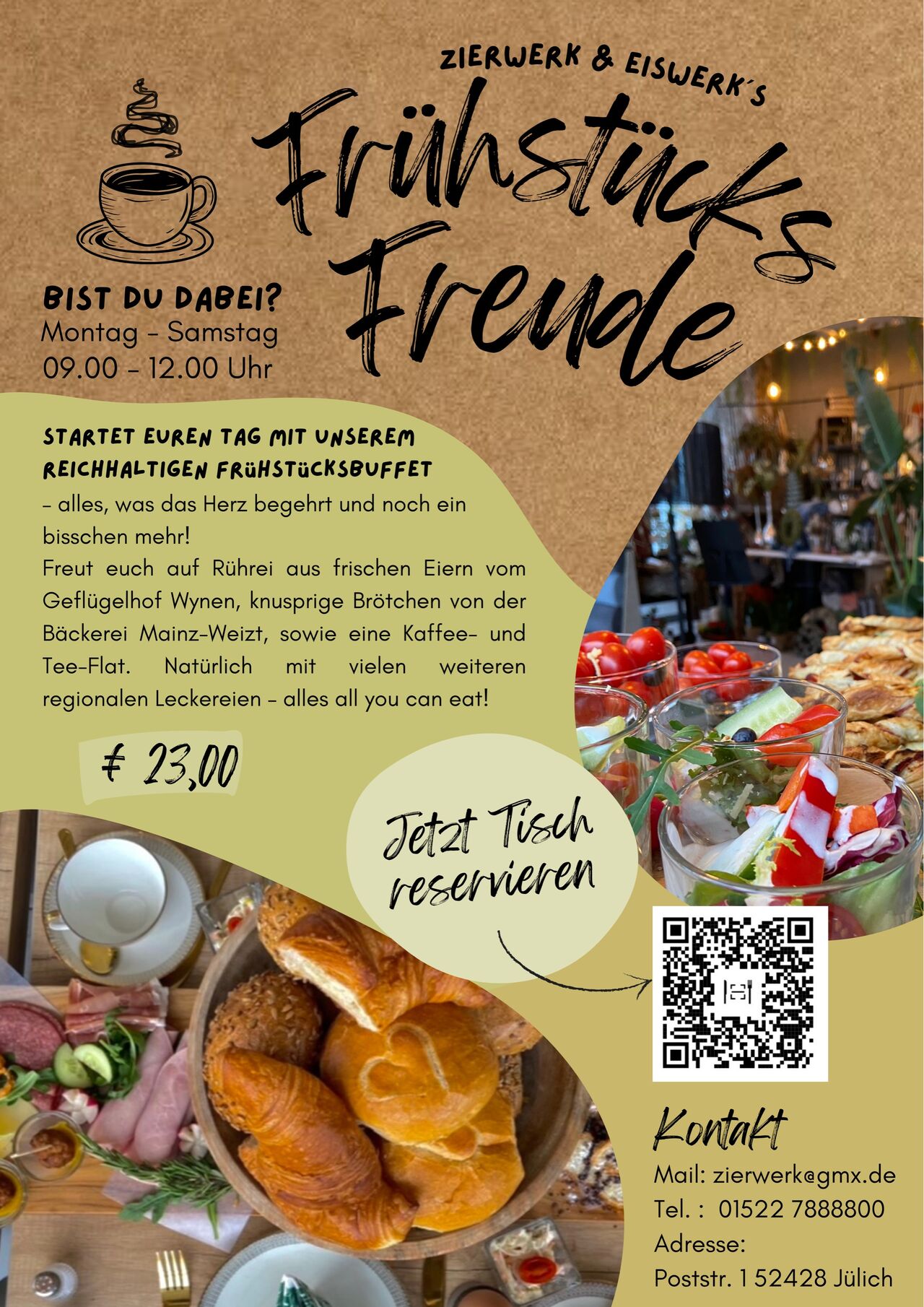 Jeden Tag Frühstücks Buffet
