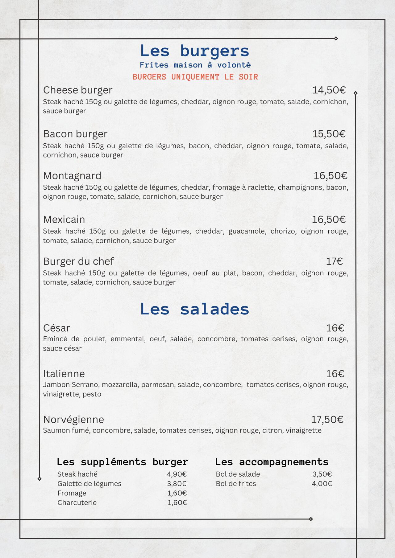 Burgers & salades