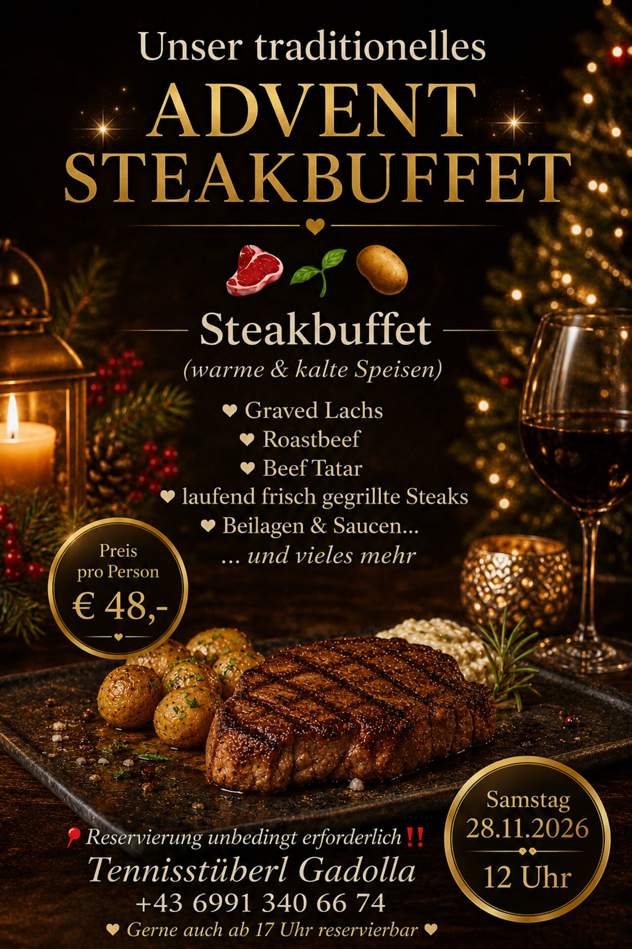 Steakbuffet am Samstag 28.11.2026