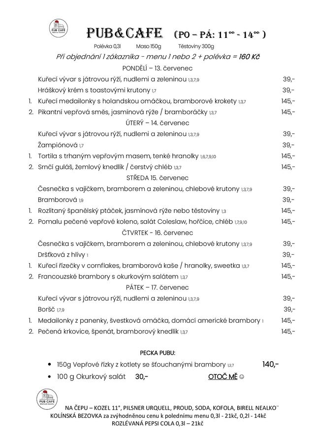 Denní menu od 13. červenec