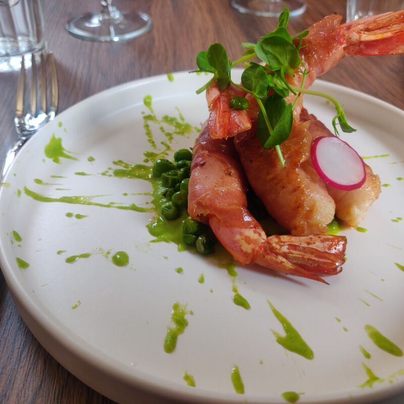Gamberi Piselli e Speck