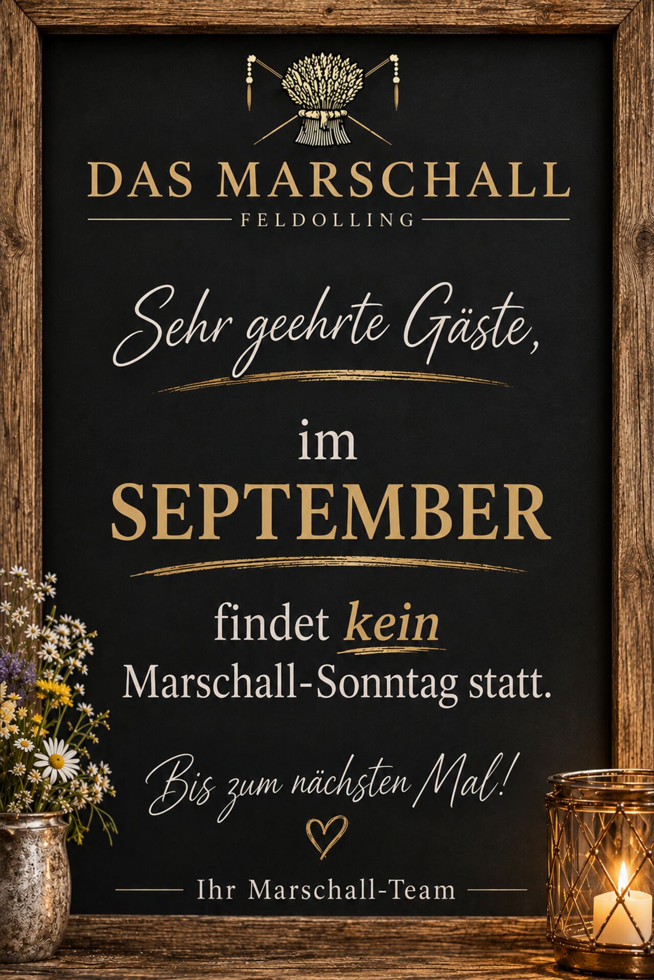 September Marschall- Sonntag entfällt