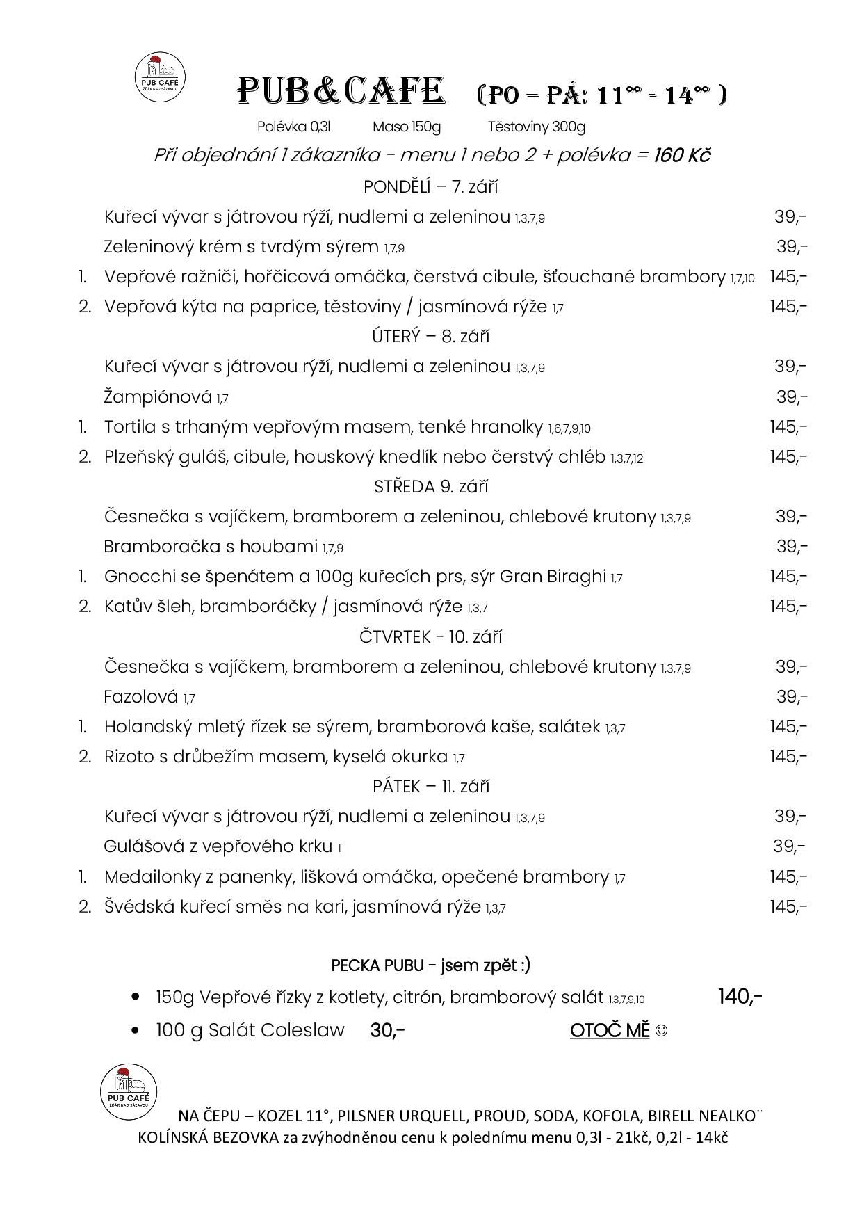 DENNÍ MENU od 7.ZÁŘÍ