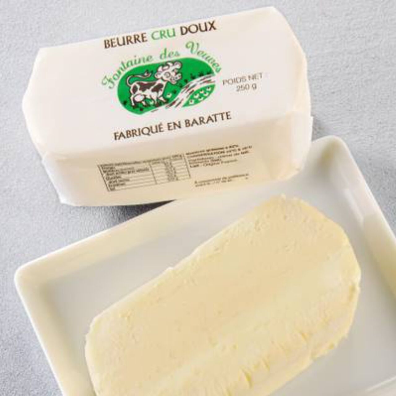 Beurre cru aux grains de sel - 250gr - 3,58€