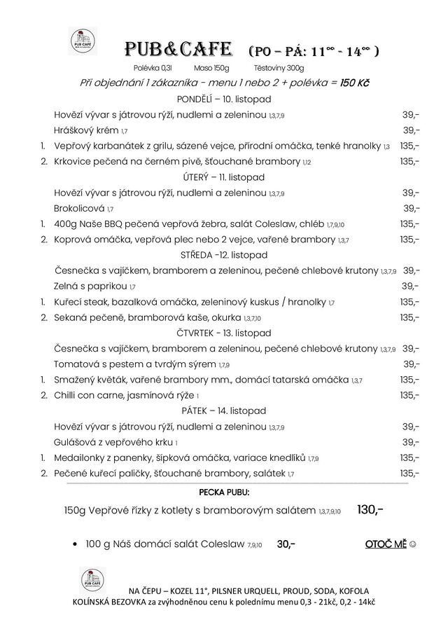 Denní menu od 10. LISTOPADU