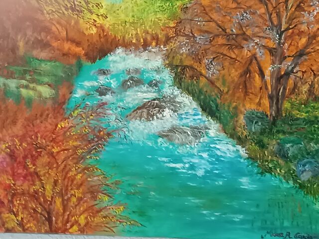 Pintura al oleo en restaurante 