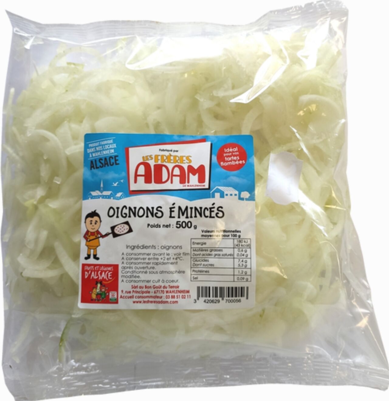 Oignons émincés Ferme Adam - 500gr- 2,85€