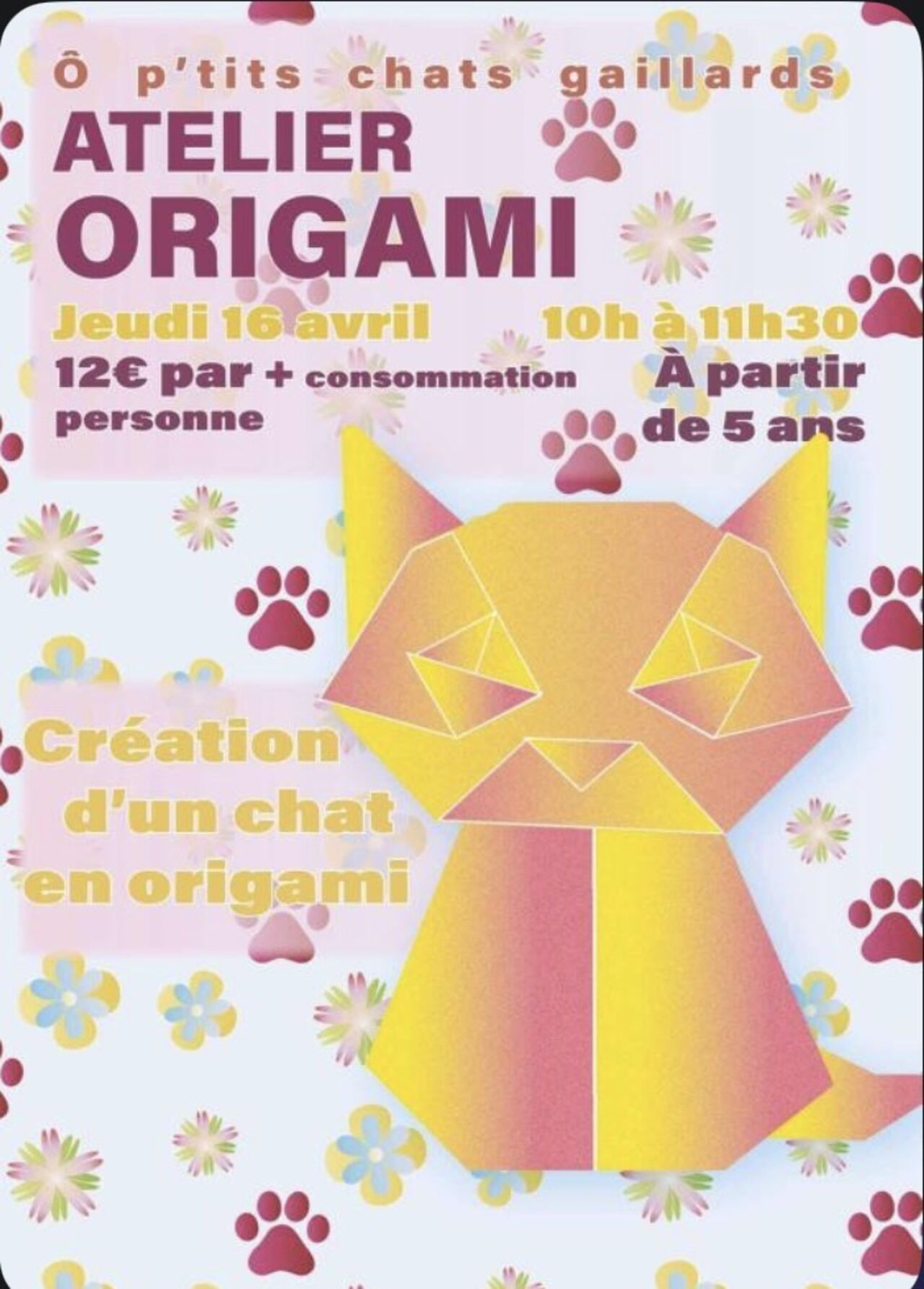 Atelier origami jeudi 16 avril