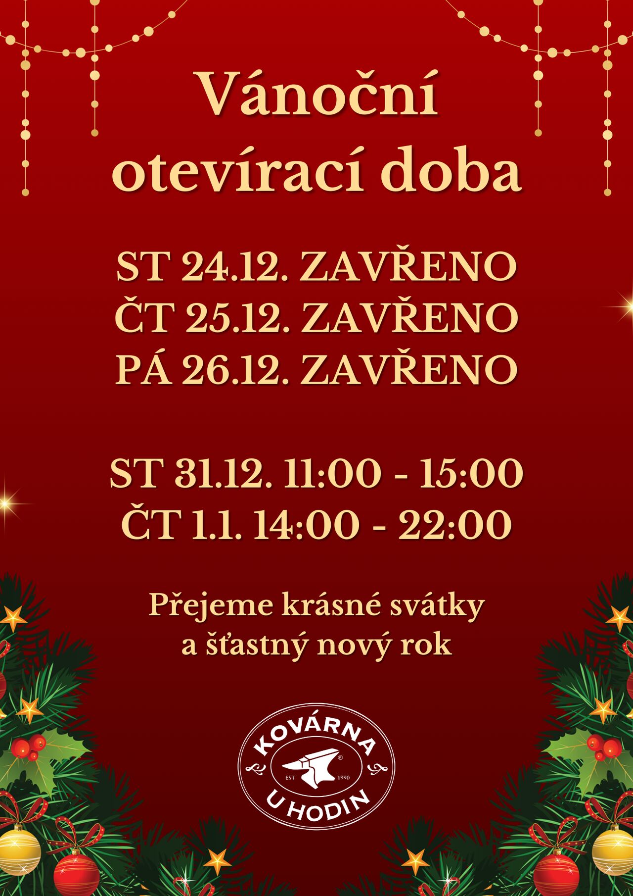 Vánoční otevírací doba