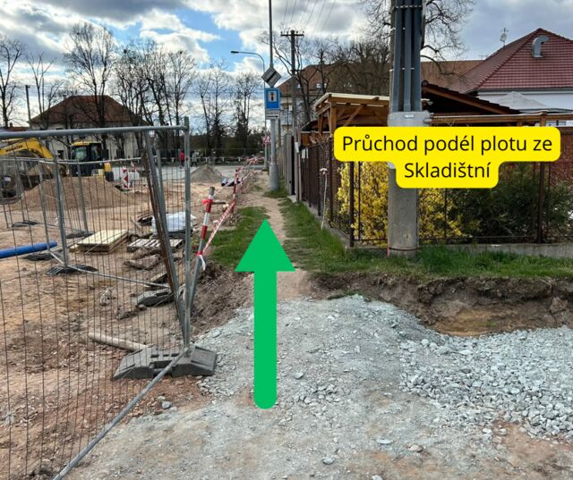 Průchod podél hrazení 