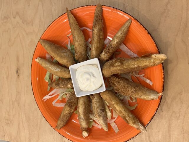 Ración de huevas fritas.