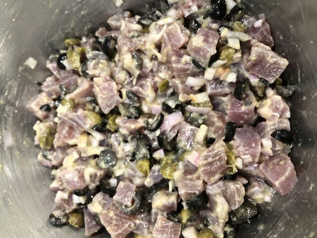 Préparation marinade thon mi cuit 