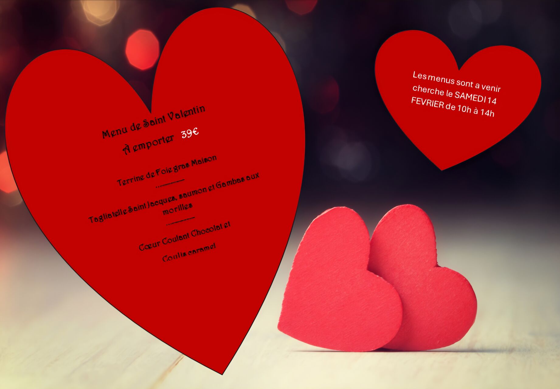Menu de Saint-Valentin a EMPORTER