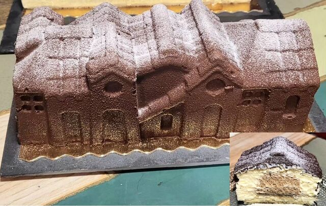 Bûche tiramisu : biscuit cuillère, crème tiramisu et insert ganache montée au café