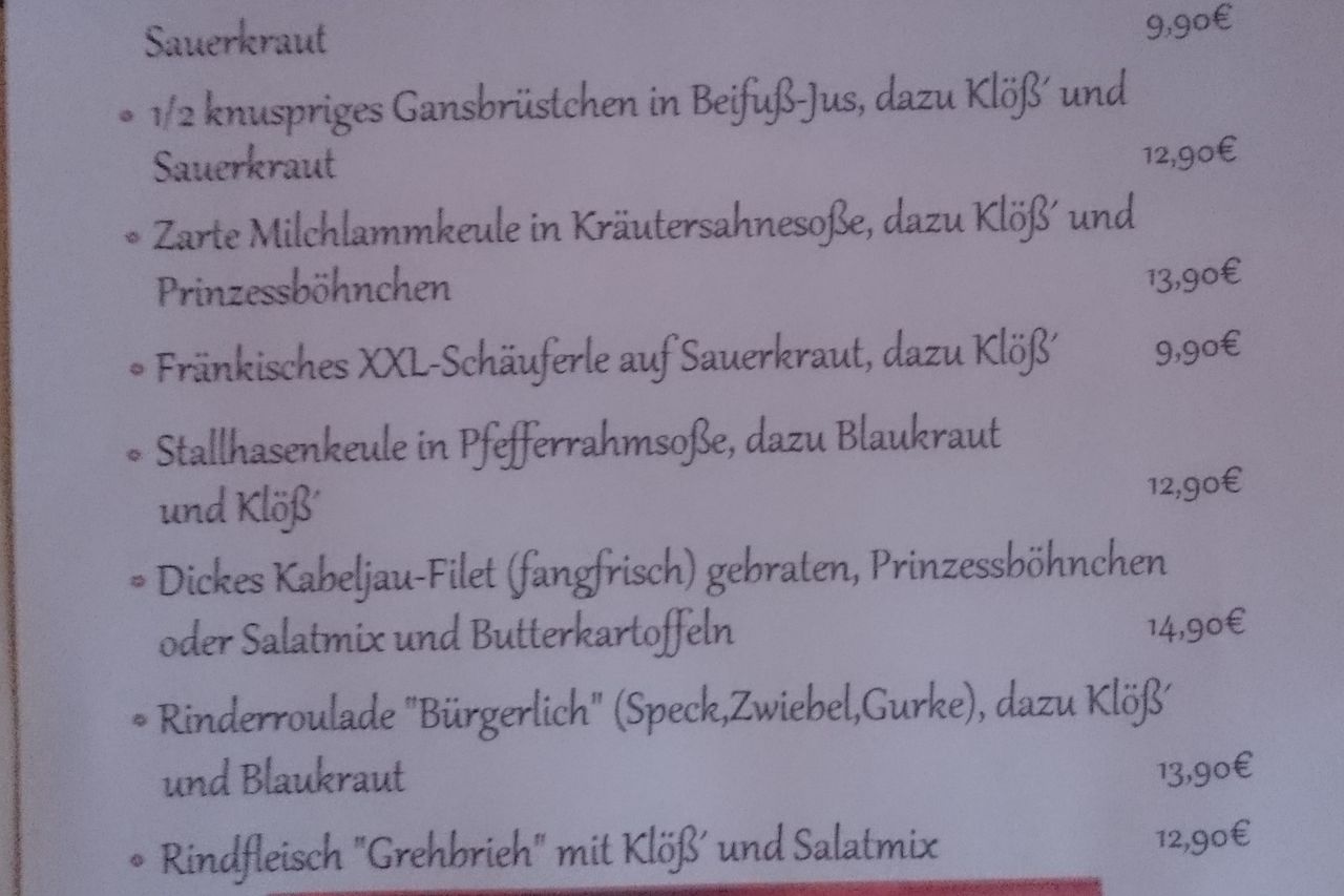 Beispiel Speisekarte