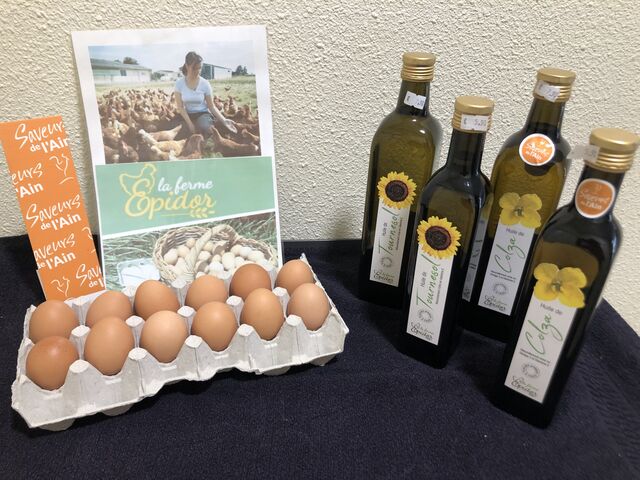 Oeufs plein air et huile atisanale ferme Epidor Beynost 
