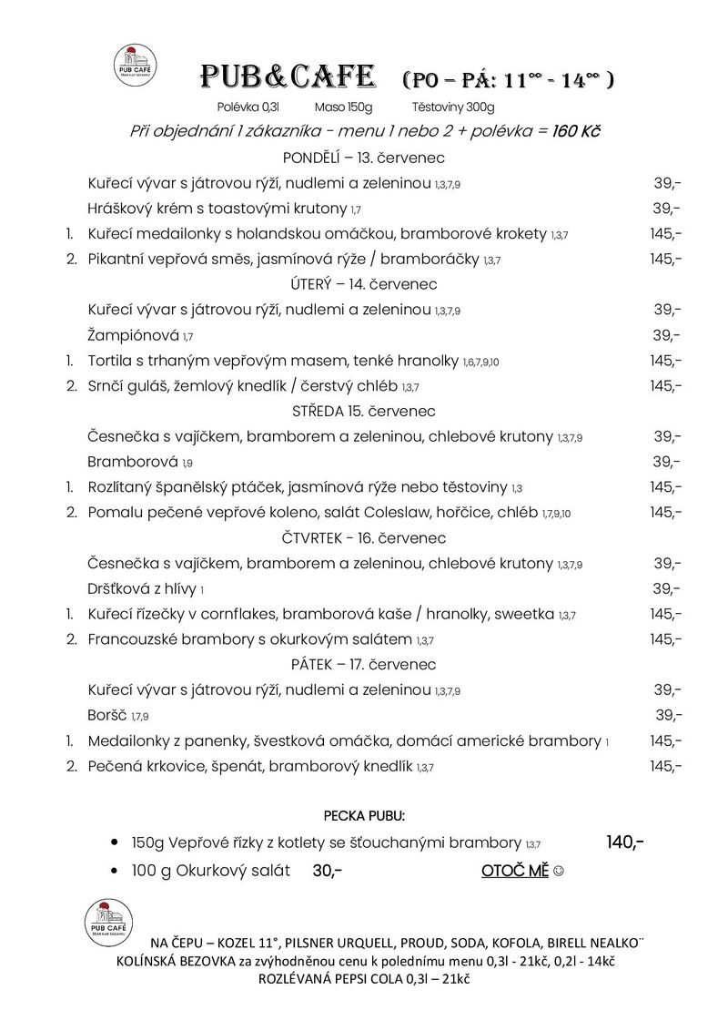 Denní menu od 13. červenec