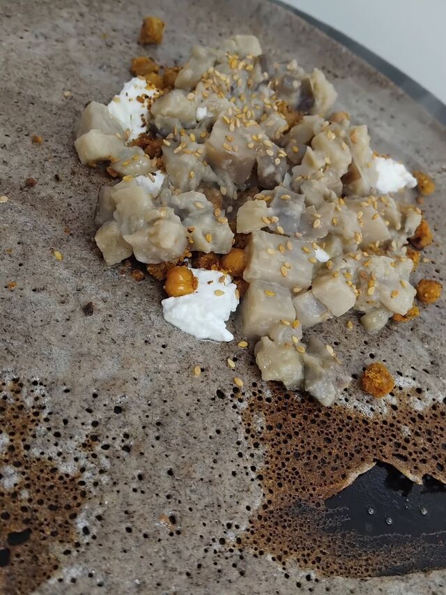 galette aubergine pois chiche chevre