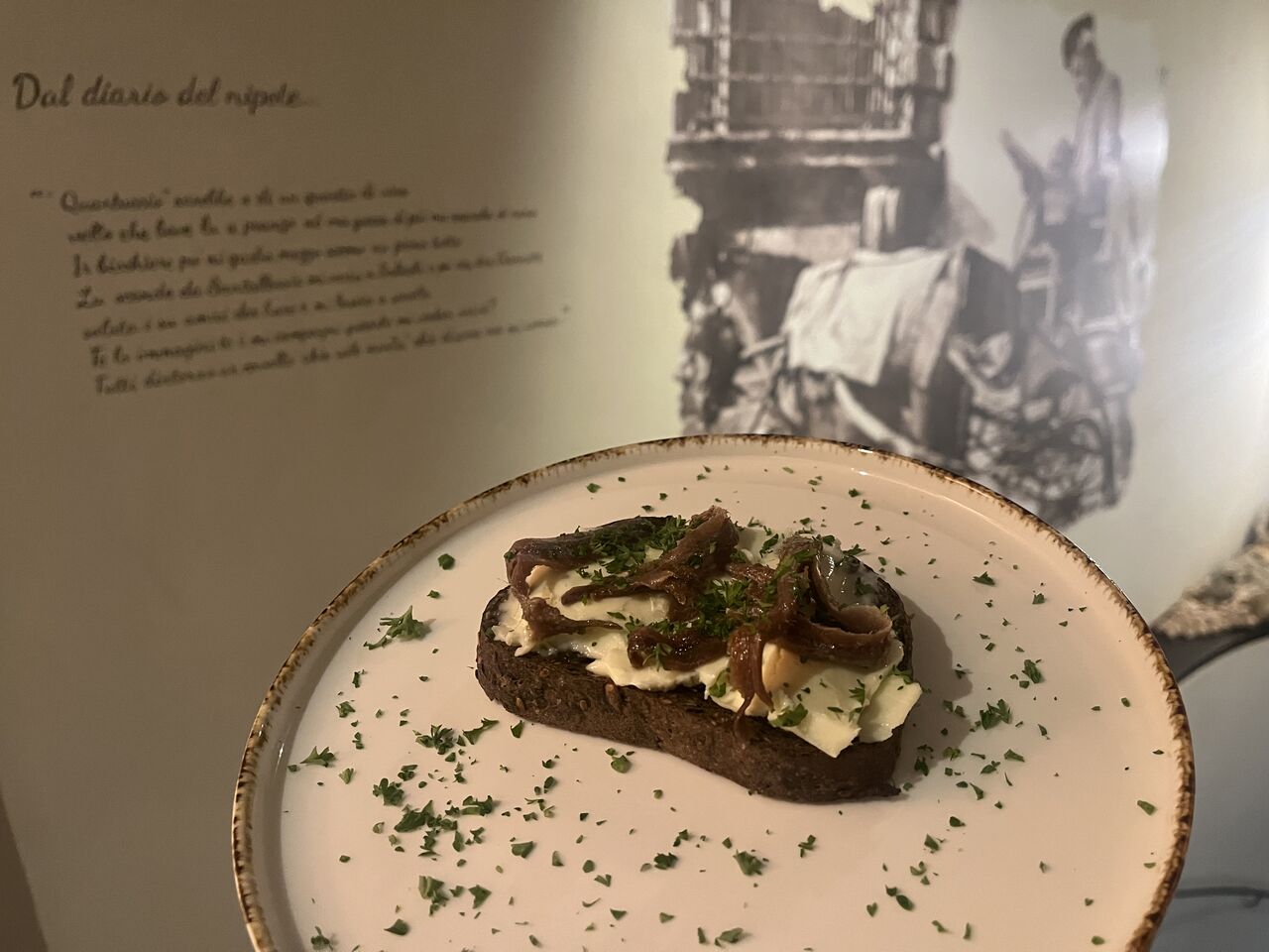 Crostone Burrata e acciughe