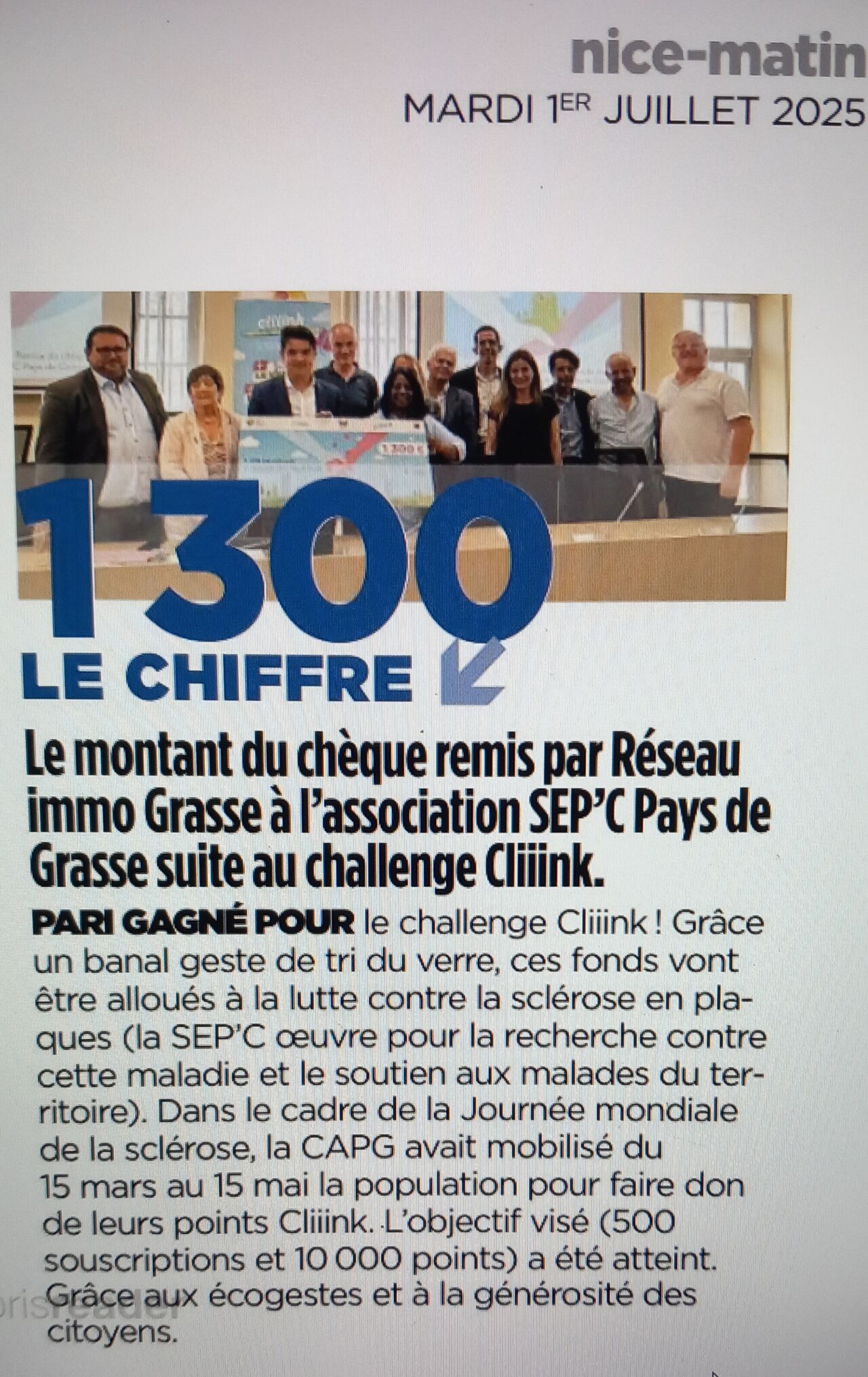 On parle encore de nous ! 5 ème remise cliiink et Immo réseau à la CAPG )