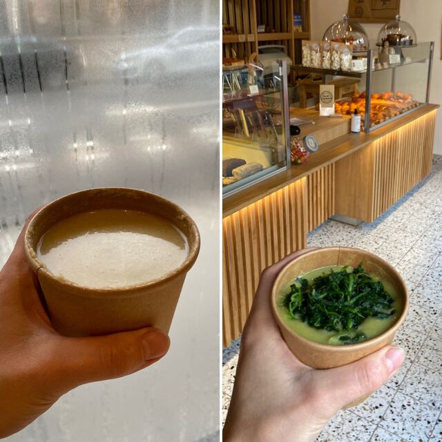 Mais également des soupes qui changent régulièrement :
Potimaron, choux fleur, fèves épinard, poireaux pomme de terre, …
