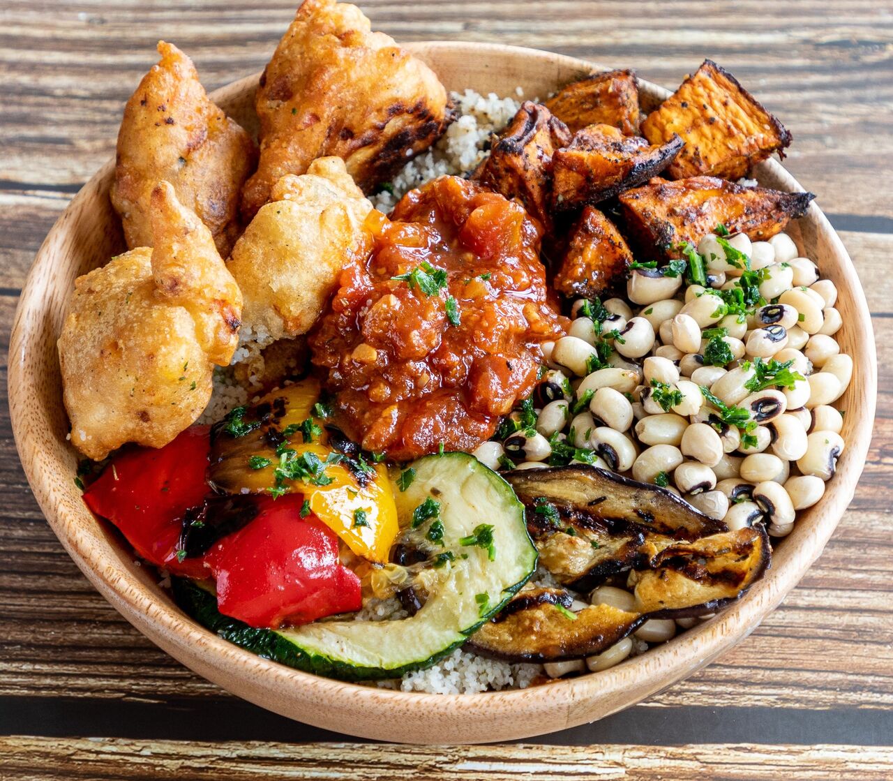 Végé délice aux accras de cornilles