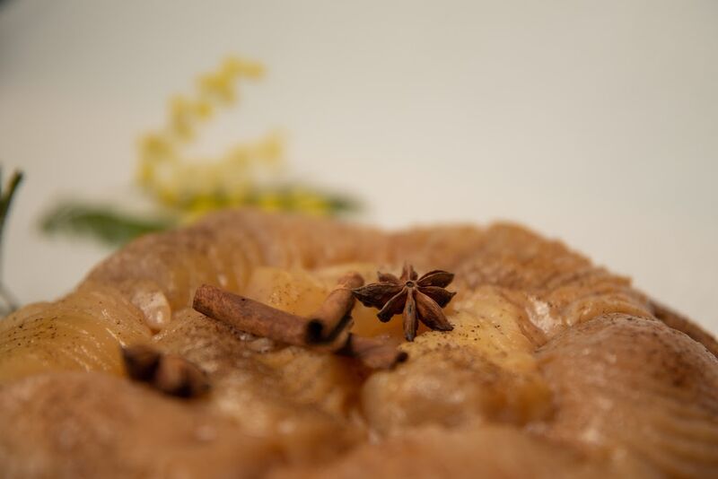 tarte poires pochées aux épices et crème d'amandes