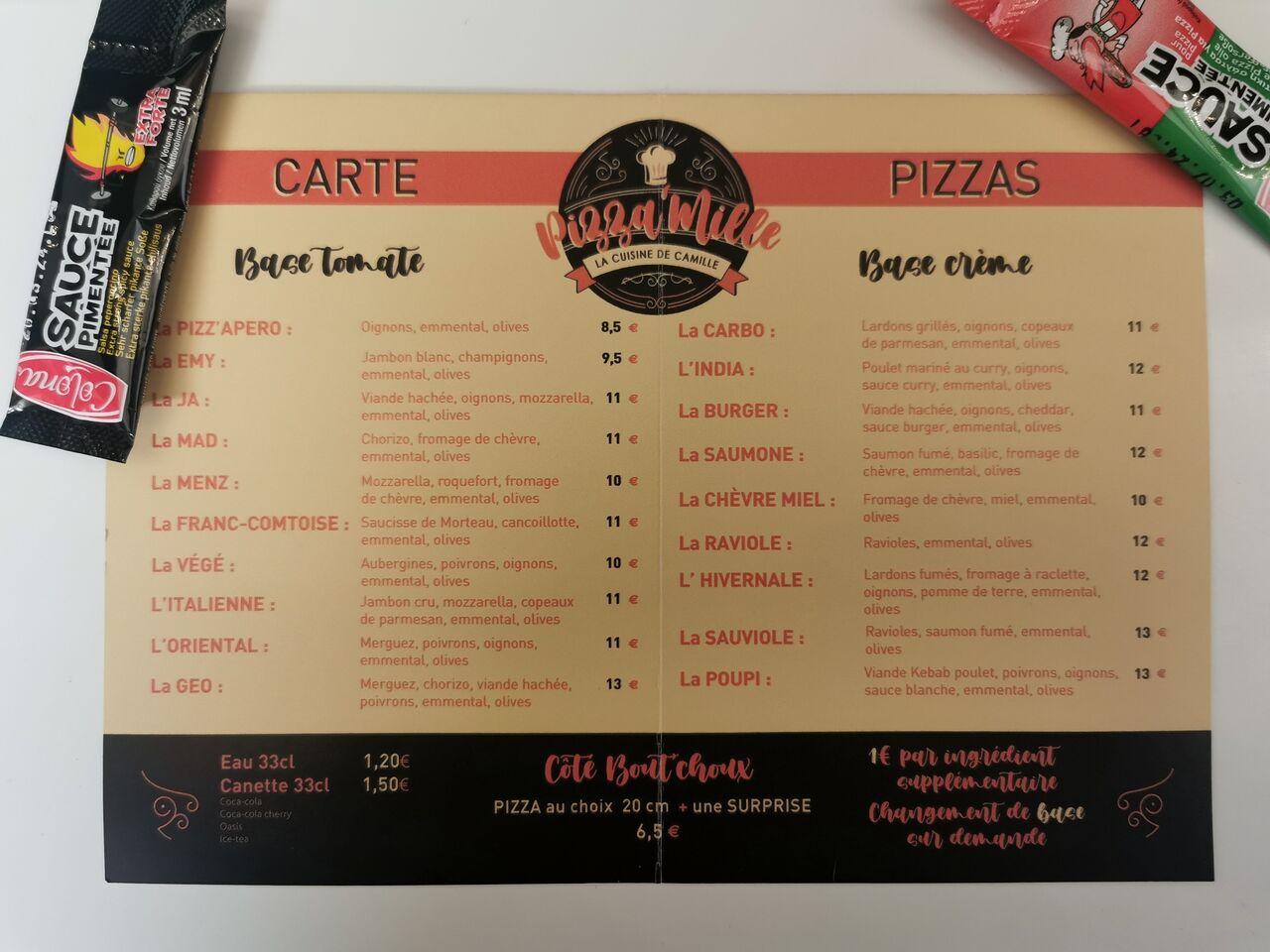 Carte de pizzas
