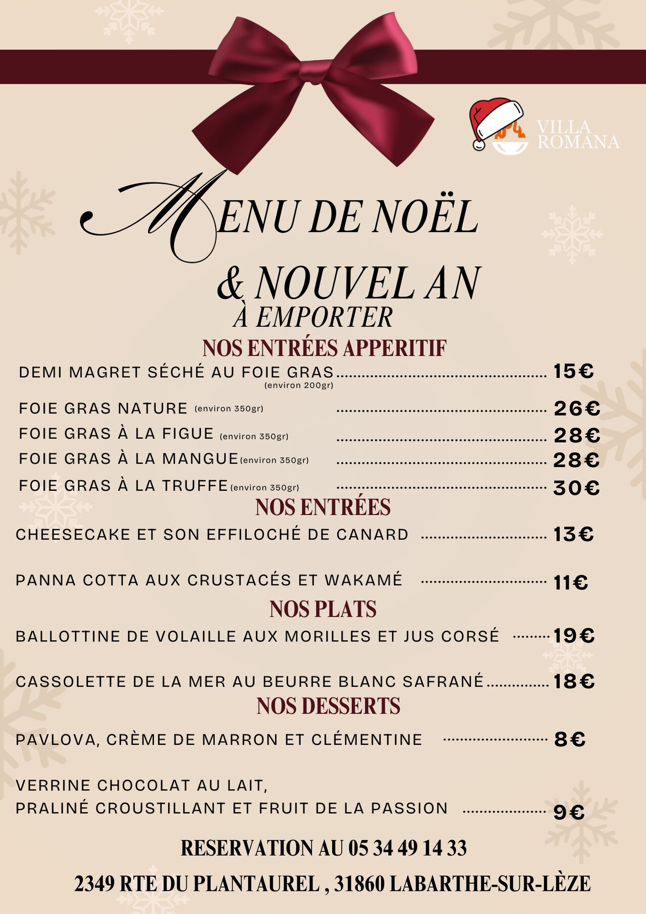 ✨ Le Menu de Noël & Nouvel An✨