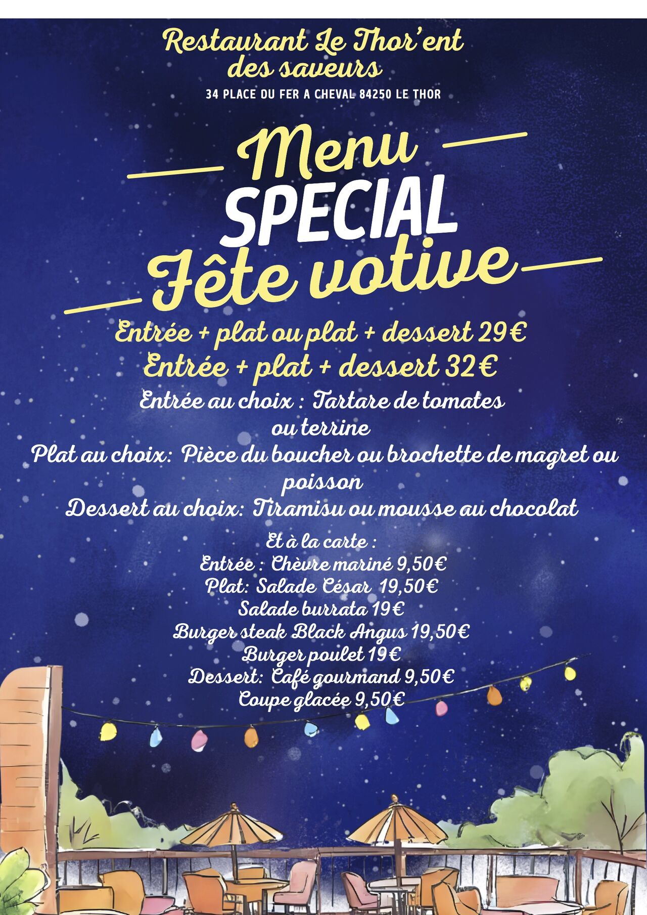 MENU FÊTE VOTIVE DU THOR du JEUDI 13∕08 AUX SAMEDI 15∕08