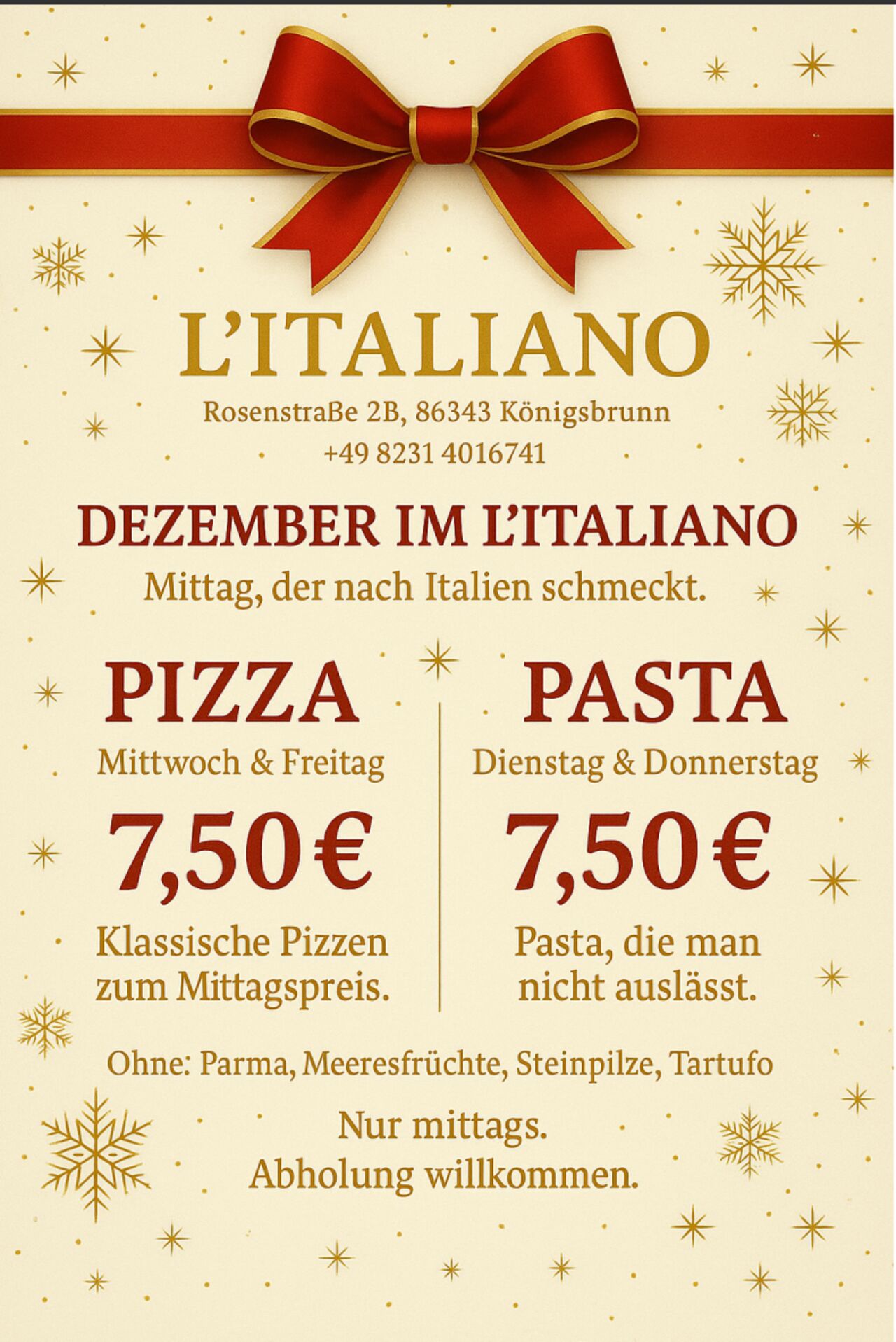 Herzlich willkommen im L’Italiano!