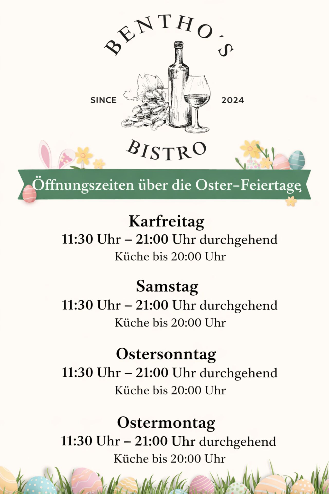 Öffnungszeiten - Ostern