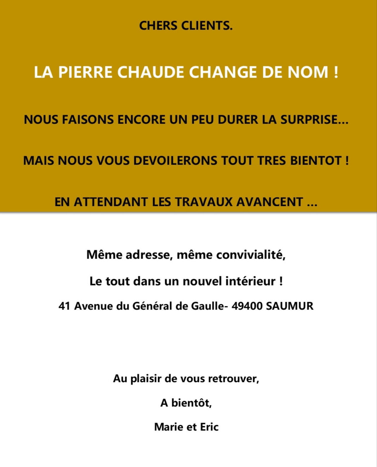 LE RESTAURANT EST EN TRAVAUX...