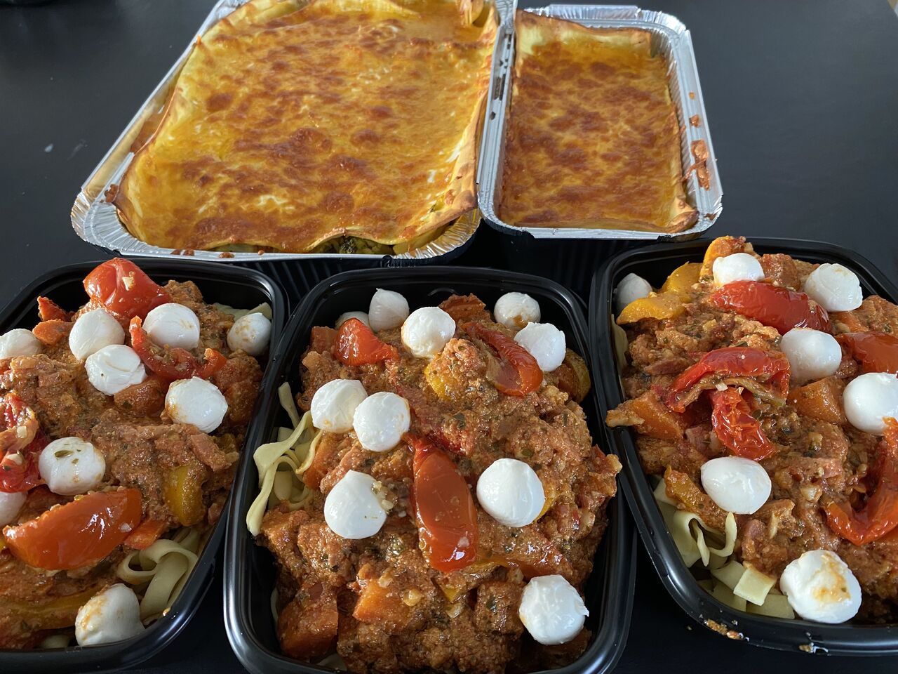 Lasagne de légumes et pâtes au pesto mozzarella