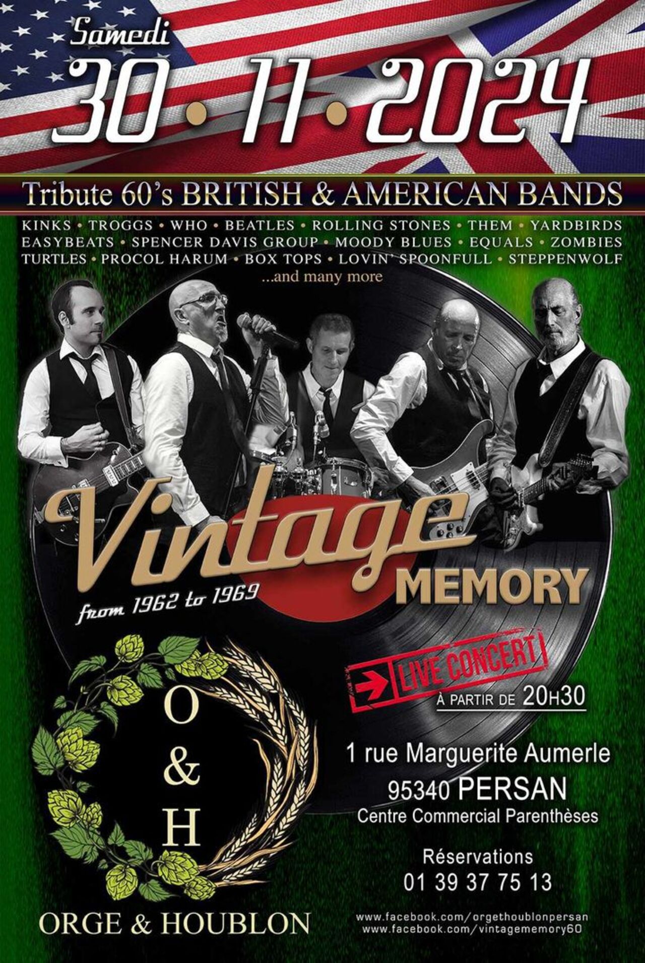 Concert des Vinatge Memory le Samedi 30 novembre à 20h30