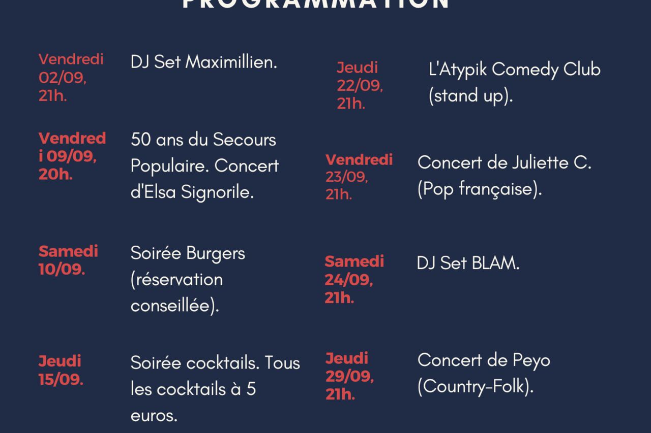LA PROGRAMMATION DE SEPTEMBRE A L'ATYPIK