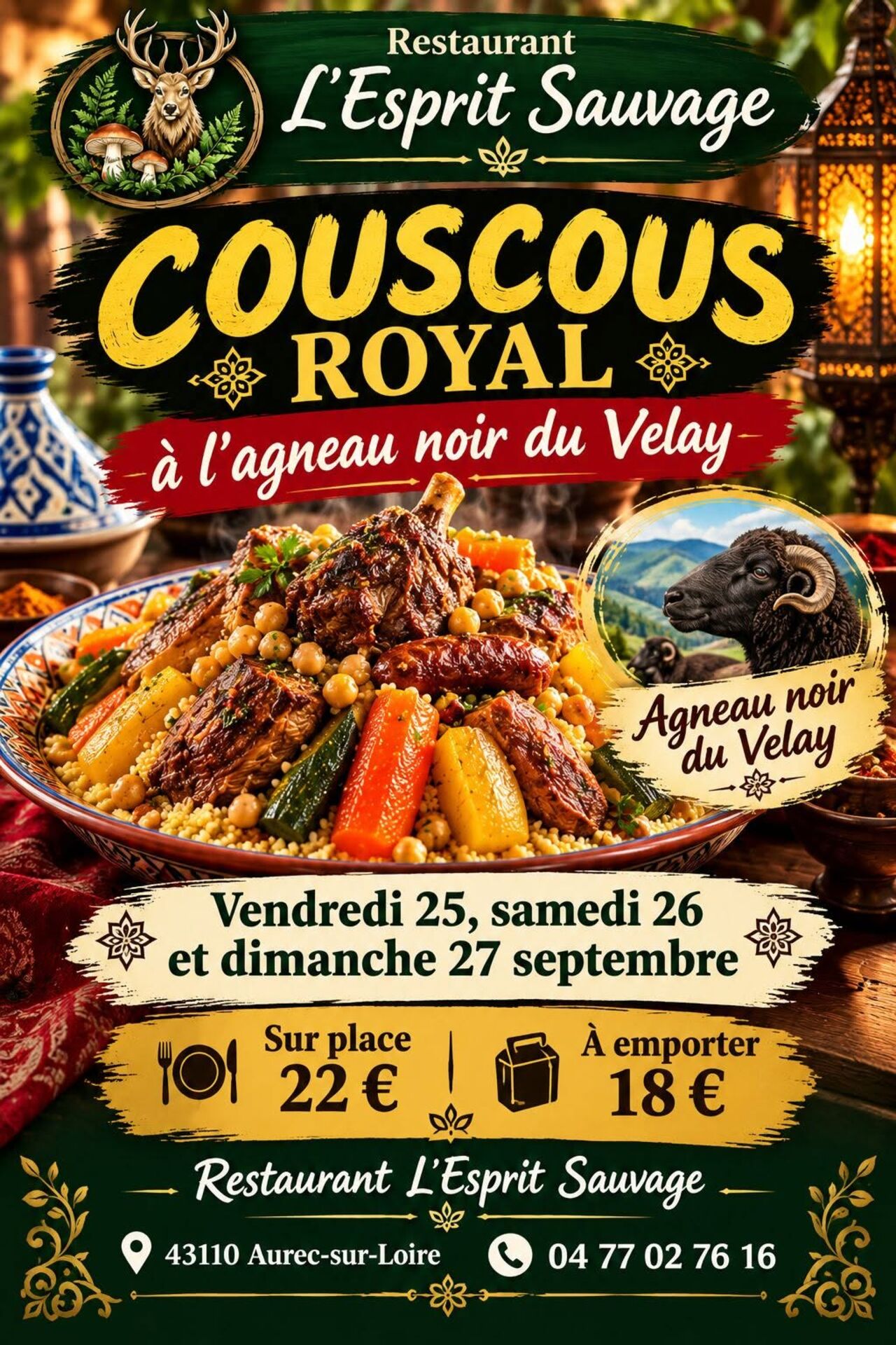 Couscous Royal spécial à l'agneau noir du Velay