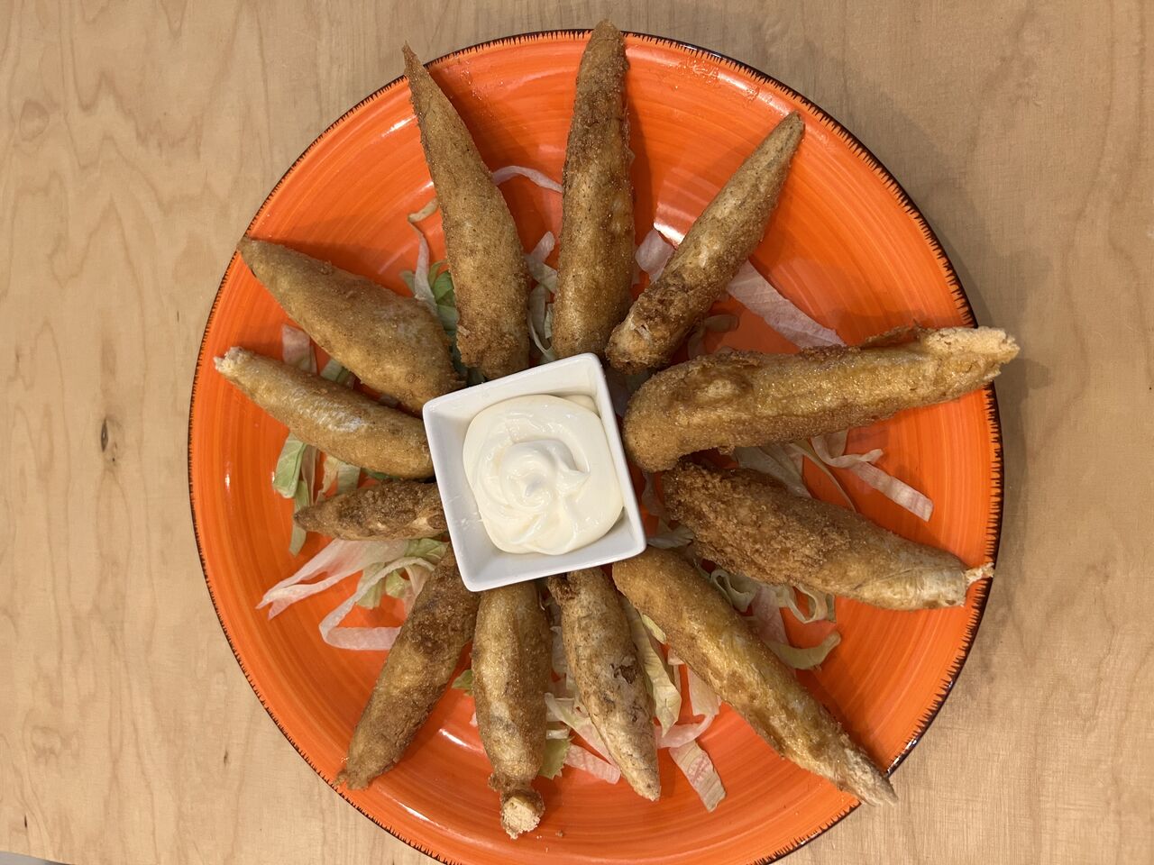 Ración de huevas fritas.