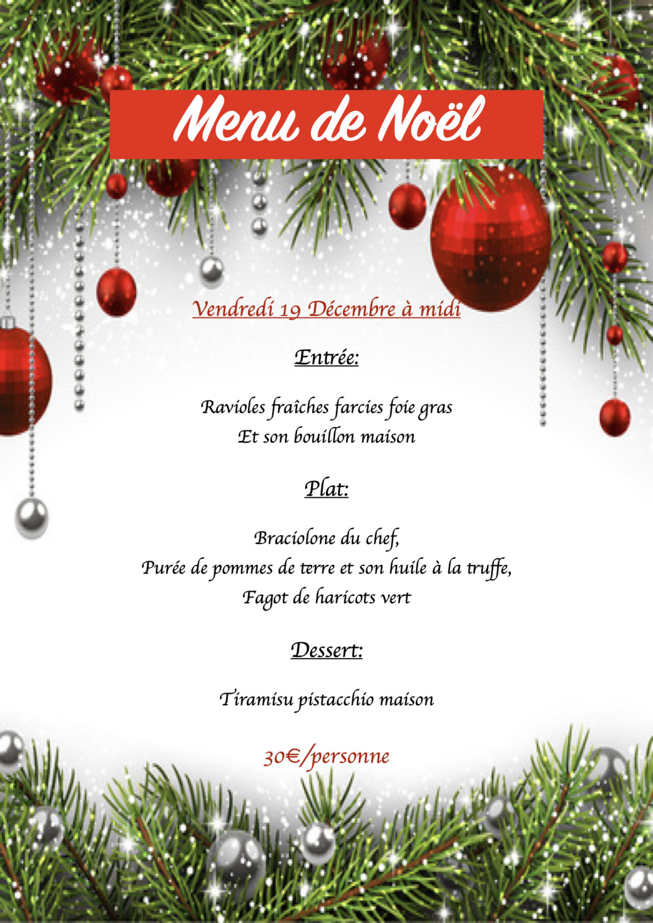 Menu du 19 décembre 12H00