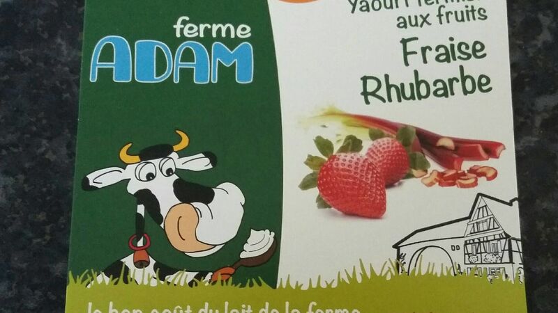 Yaourts fermiers parfum fraises/rhubarbe Ferme Adam - 4x125gr - 2,29€