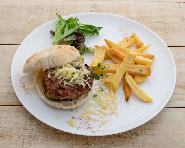 Hamburguesa vacuno con pan de cristal 
