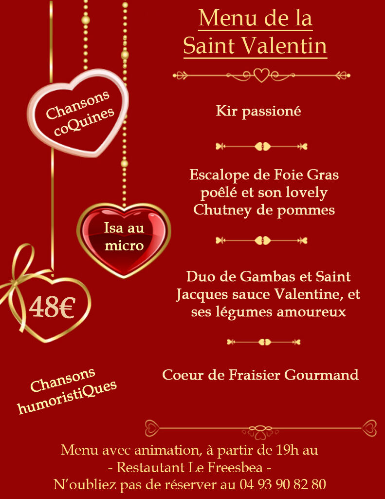 Menu pour la Saint Valentin !!
